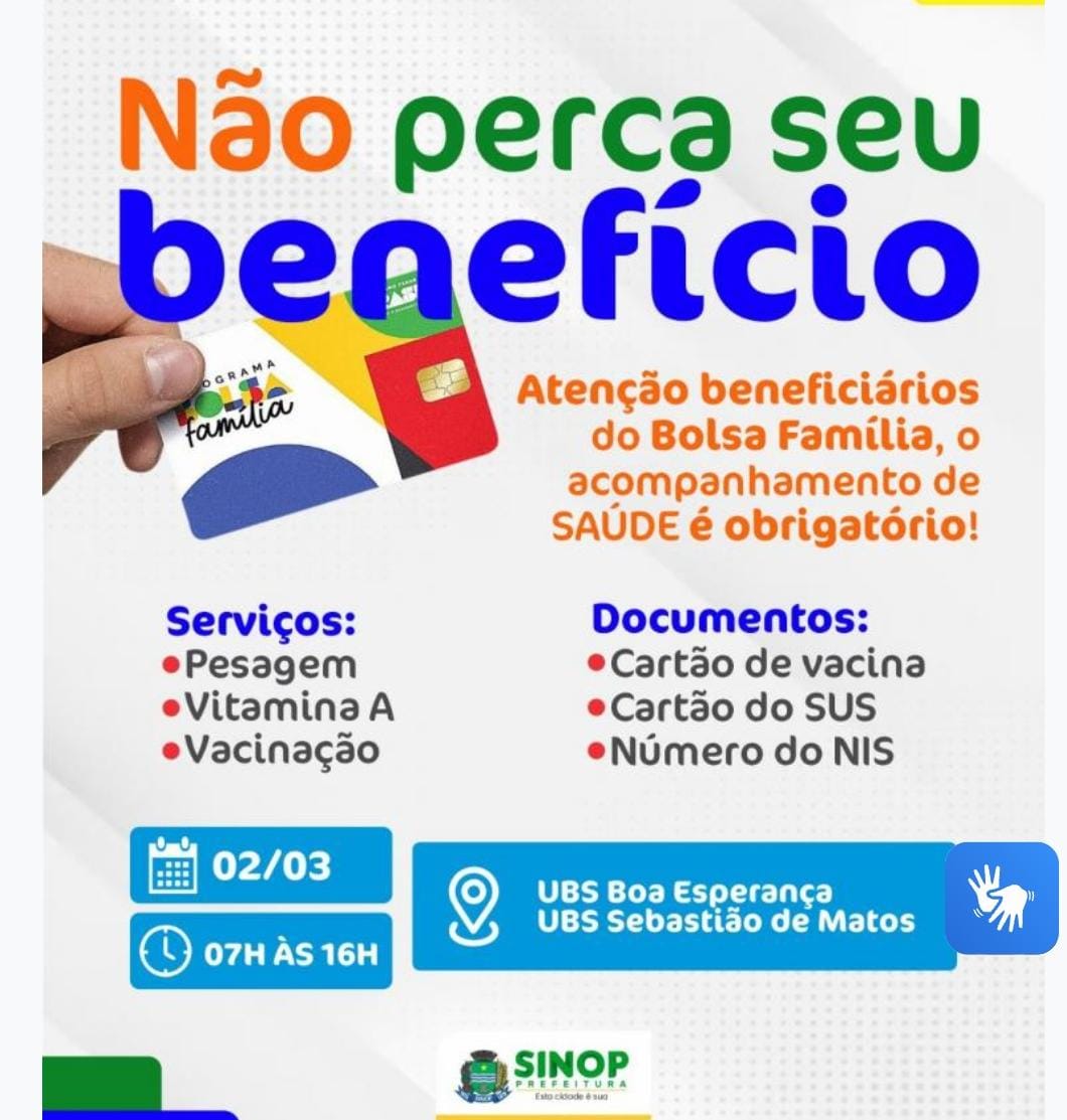 Neste sábado dia  2 tem pesagem do Bolsa Família