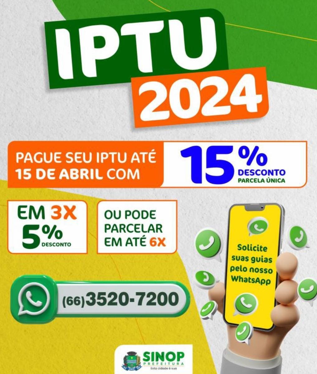 Prefeitura lança IPTU 2024 amanhã (6) com retirada do boleto online e desconto de 15%