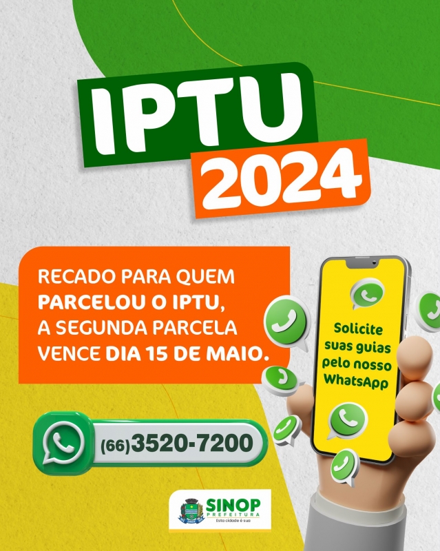 2ª parcela do IPTU vence amanhã (15) para quem optou pelo parcelamento em 3x ou 6x