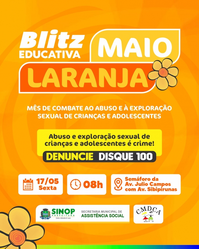 Blitz educativa contra o abuso e exploração sexual de crianças e adolescentes será amanhã (17)