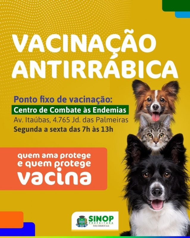 Antirrábica: vacinação itinerante segue em bairros de Sinop