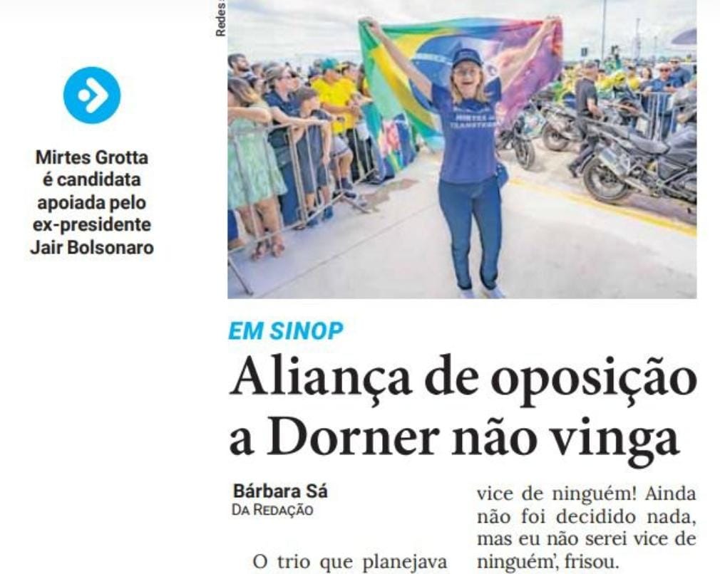 DEU NO JORNAL A GAZETA: Aliança de oposição a Dorner não vinga em Sinop