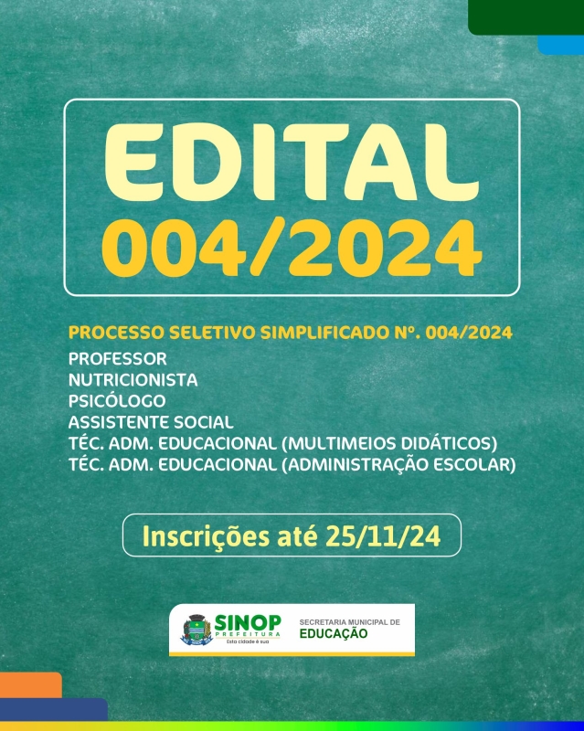 Continuam abertas as inscrições para o processo seletivo da educação