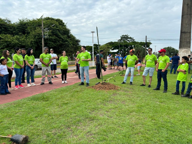 Meio ambiente, parcerios e voluntários plantam mais de 400 mudas de árvores nativas na Av. André Maggi