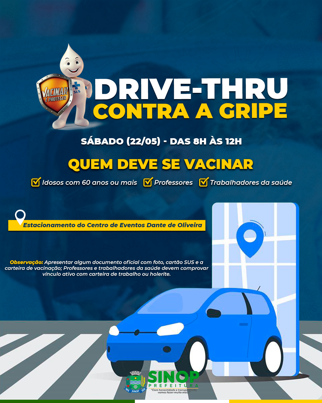 Prefeitura prepara novo drive-thru para vacinar pessoas contra gripe