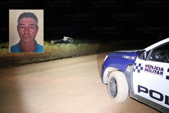 Homem de 56 anos morre após capotar veículo em estrada vicinal