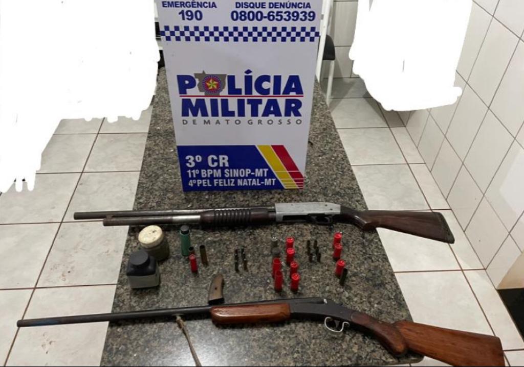 PM apreende armas de fogo após filho ameaçar matar o próprio pai em Feliz Natal