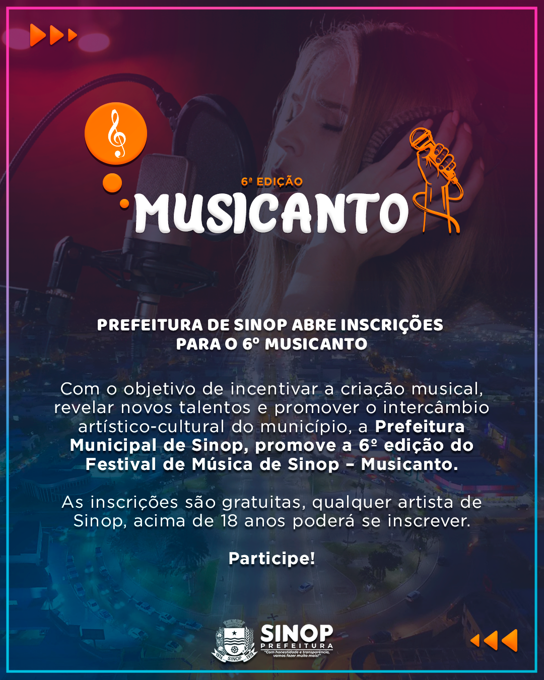 Prefeitura abre inscrições para o 6º Musicanto