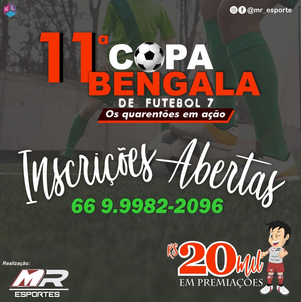 Inscrições abertas para a 11ª Copa Bengala de Futebol Sete