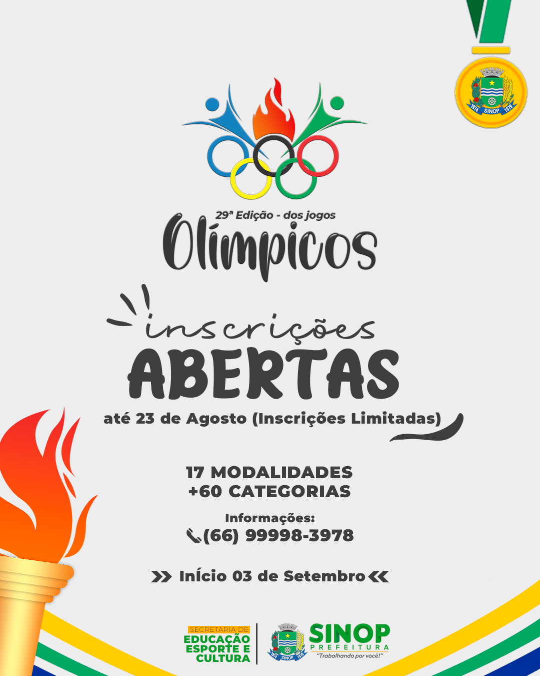 Abertas inscrições para 29º Jogos Olímpicos de Sinop