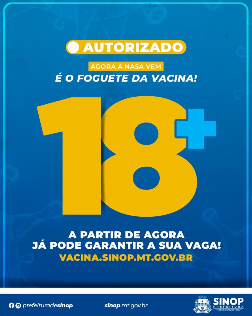 Prefeitura libera agenda para vacinação de jovens com 18 anos ou mais