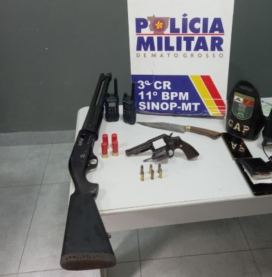 PM apreende armas de fogo, munições e detém suspeitos em Sinop