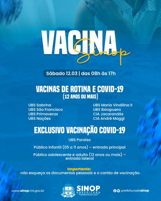 Confira programação de vacinação Covid-19 e de rotina neste sábado