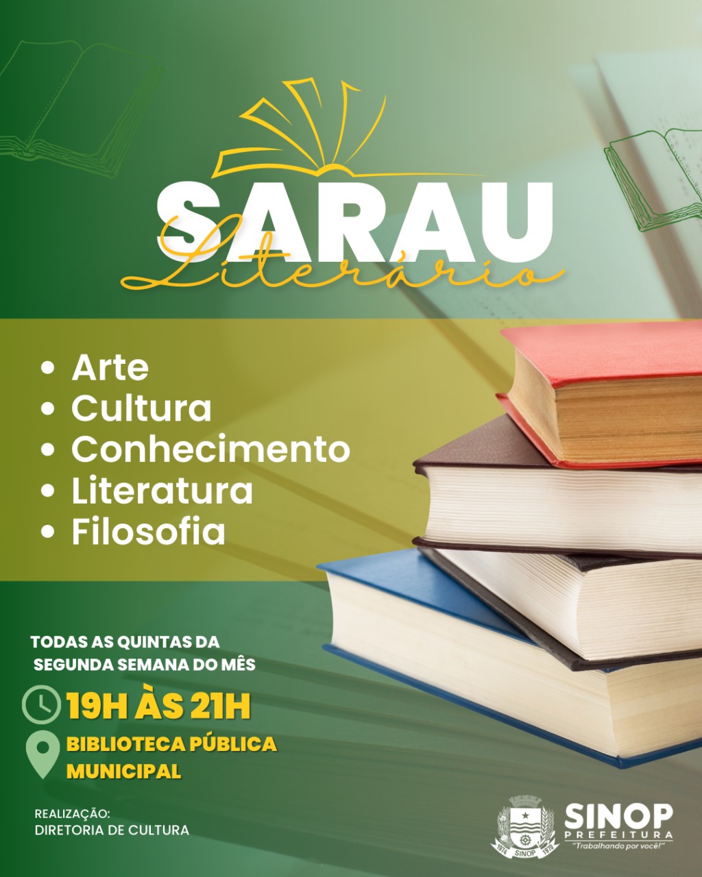 Diretoria de Cultura lança projeto Sarau Literário com apresentações artísticas e culturais