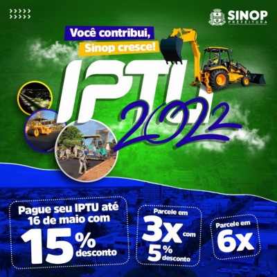 Contribuintes podem retirar IPTU 2022 online; boleto com desconto vence no dia 16 de maio