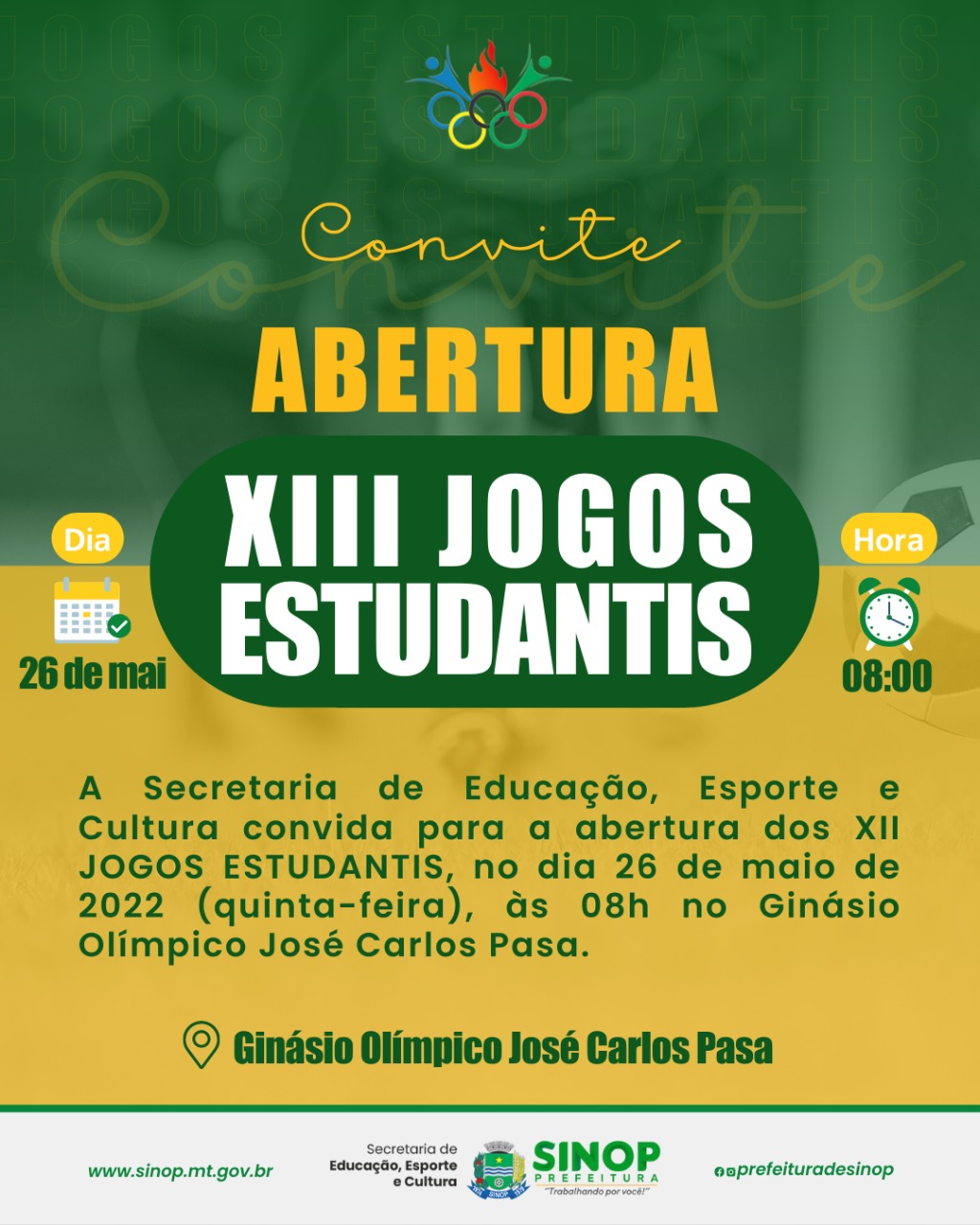 Abertura do 13ª Jogos Estudantis de Sinop será nesta quinta-feira (26) com mais de 2,5 mil estudantes inscritos