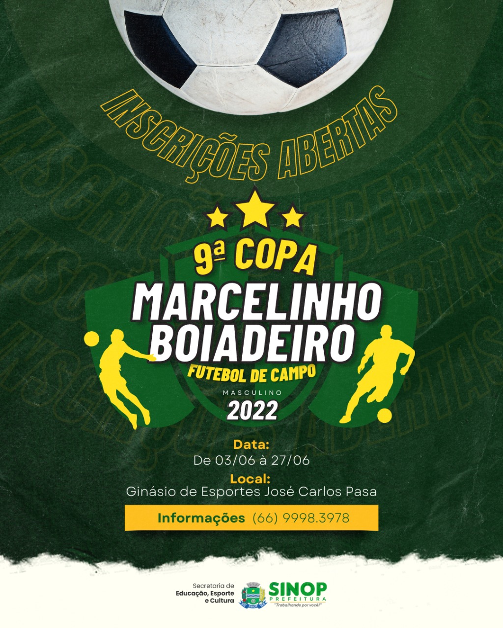 Abertas as inscrições da 9º edição da Copa Marcelinho Boiadeiro de futebol de campo masculino