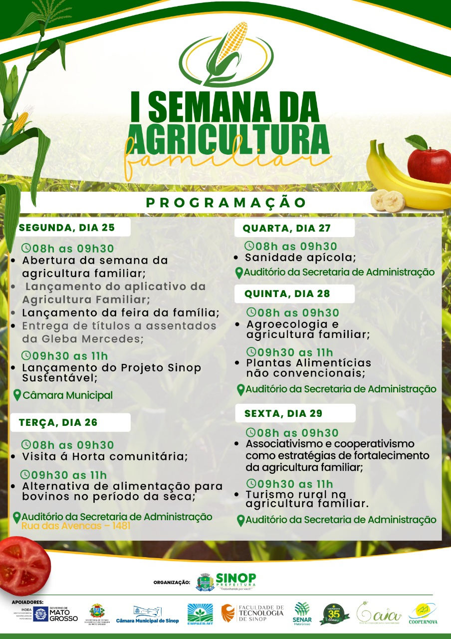 Prefeitura promove semana da agricultura familiar; confira programação