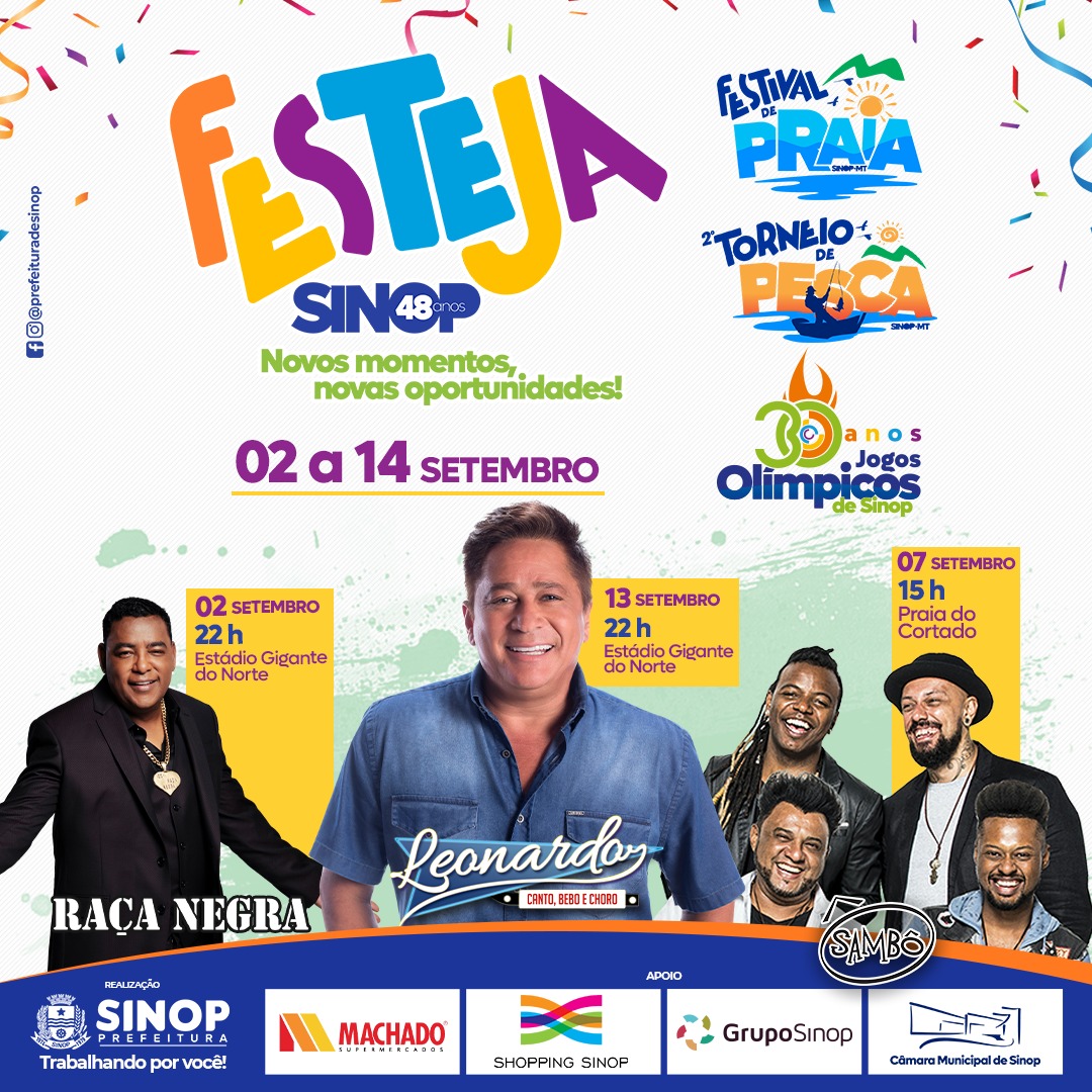 Festeja Sinop marca retomada de eventos de grande porte com shows nacionais; confira