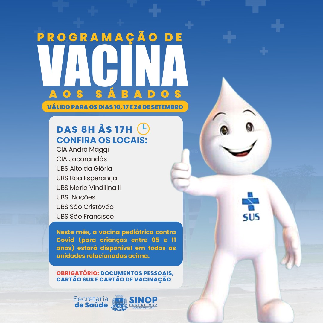 Saúde mantém vacinação aos sábados em setembro confira programação