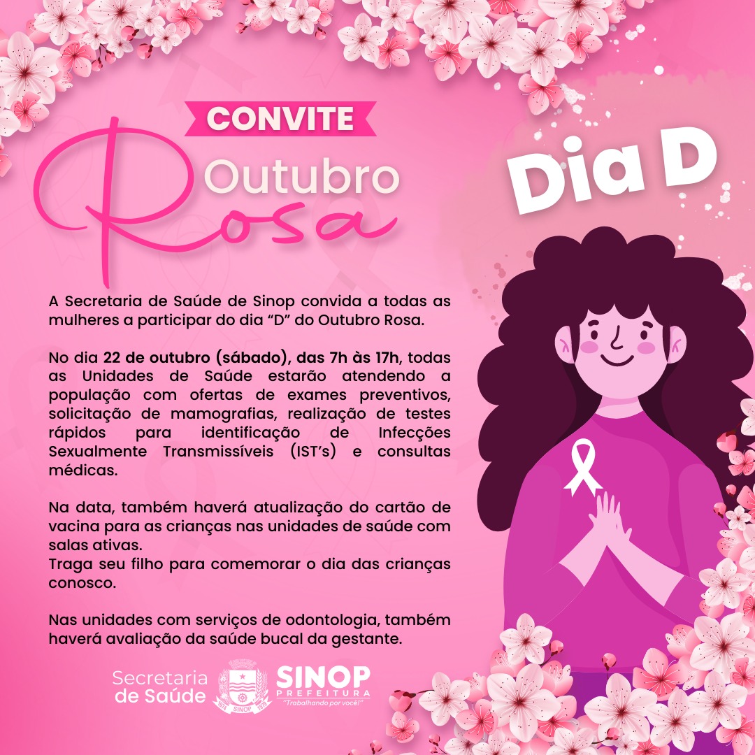 Secretaria faz sábado dia D do Outubro Rosa com exames preventivos, solicitação de mamografias, atendimentos odontológicos e vacinas