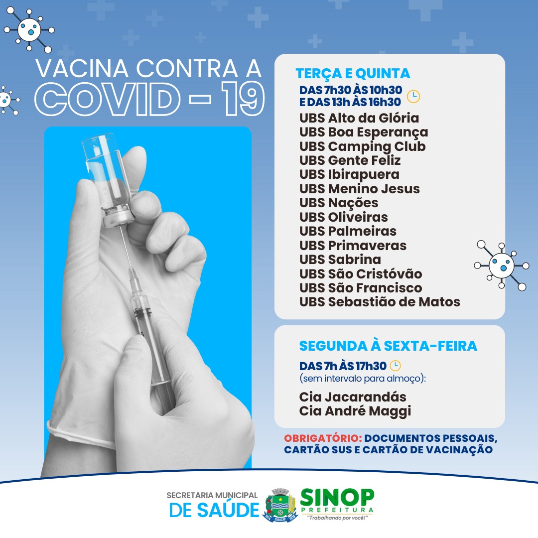 Secretaria de Saúde reorganiza oferta de vacinas contra Covid-19; confira nova dinâmica