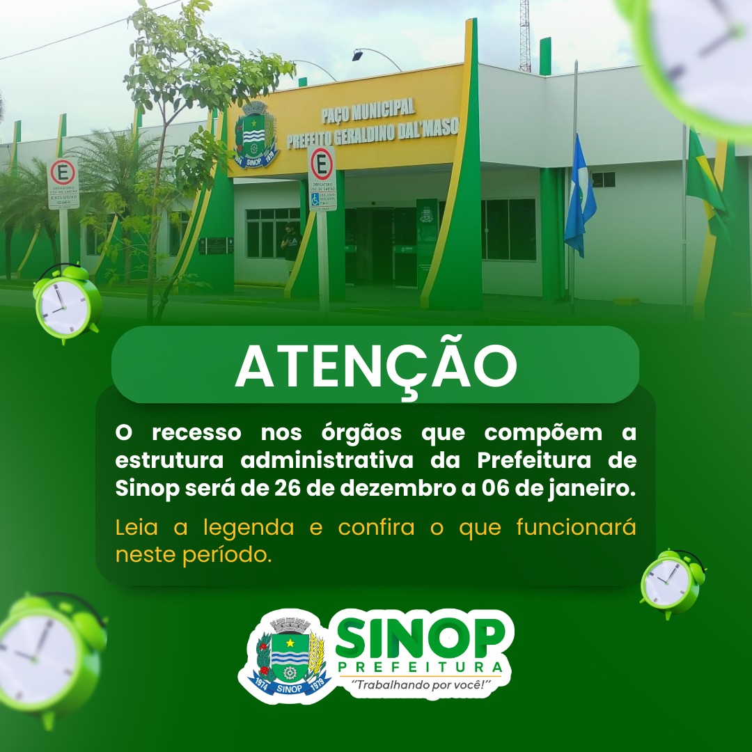 Recesso da Prefeitura inicia no dia 26 e segue até 6 de janeiro; confira o que muda