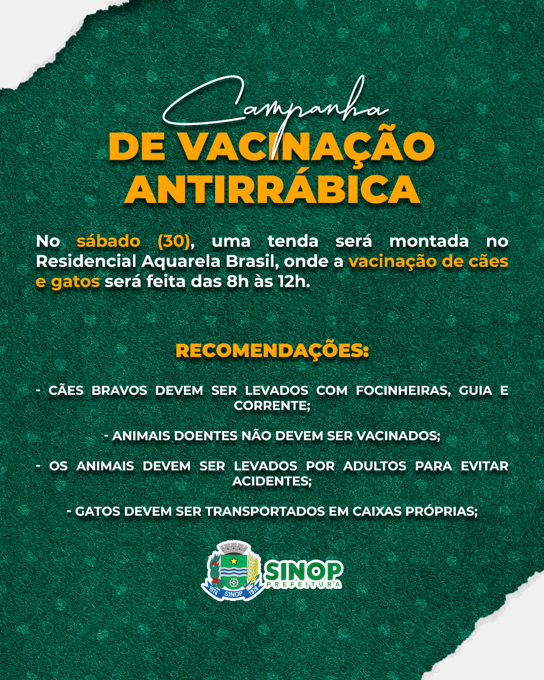 Ação leva vacinação antirrábica para bairros de Sinop