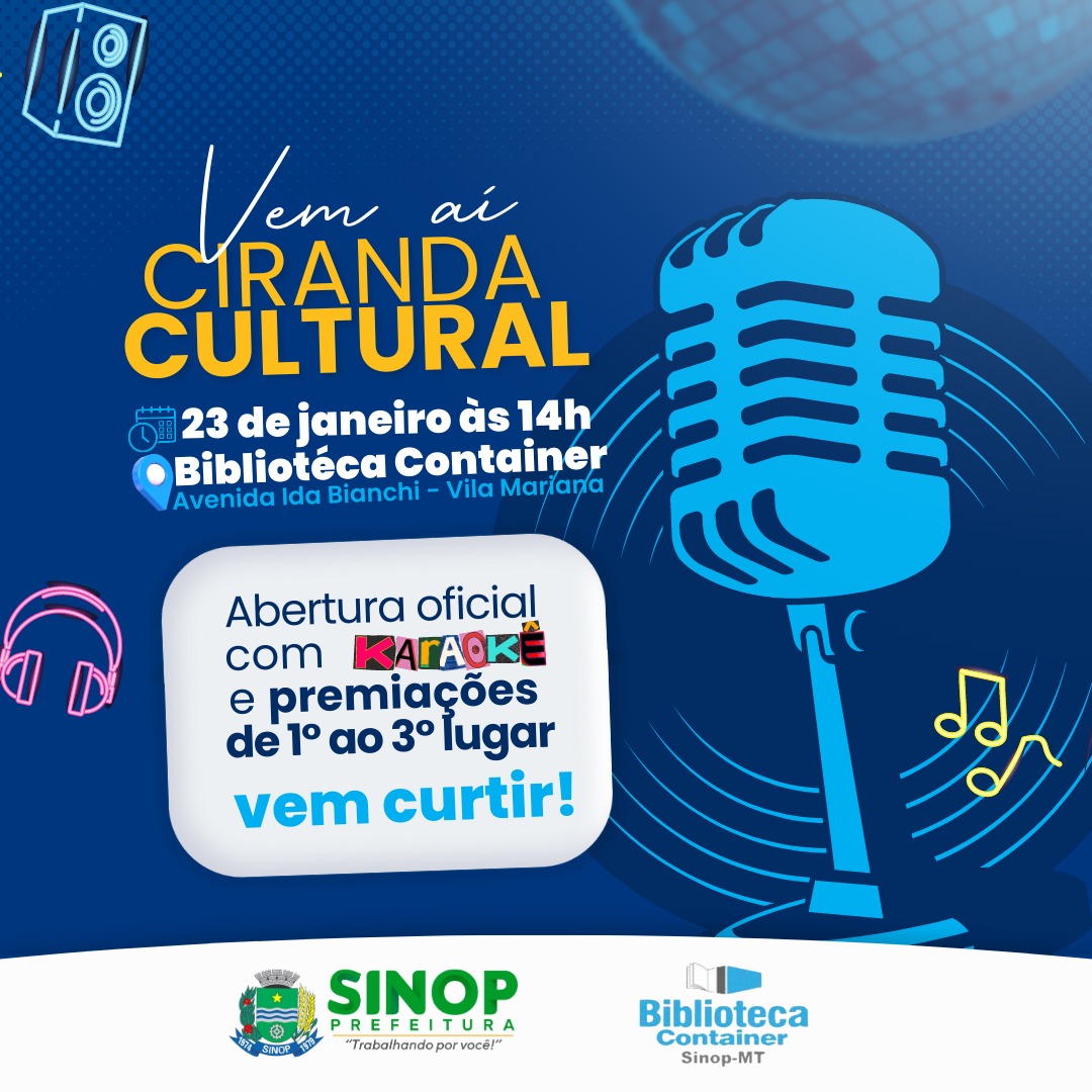 1ª Ciranda Cultural na Biblioteca Container começa nessa segunda; Evento reúne cultura, música e esporte