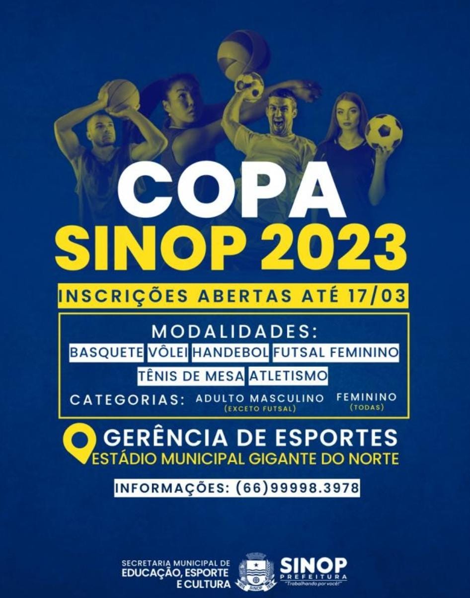 Inscrições para Copa Sinop 2023 seguem até essa sexta-feira em 6 modalidades