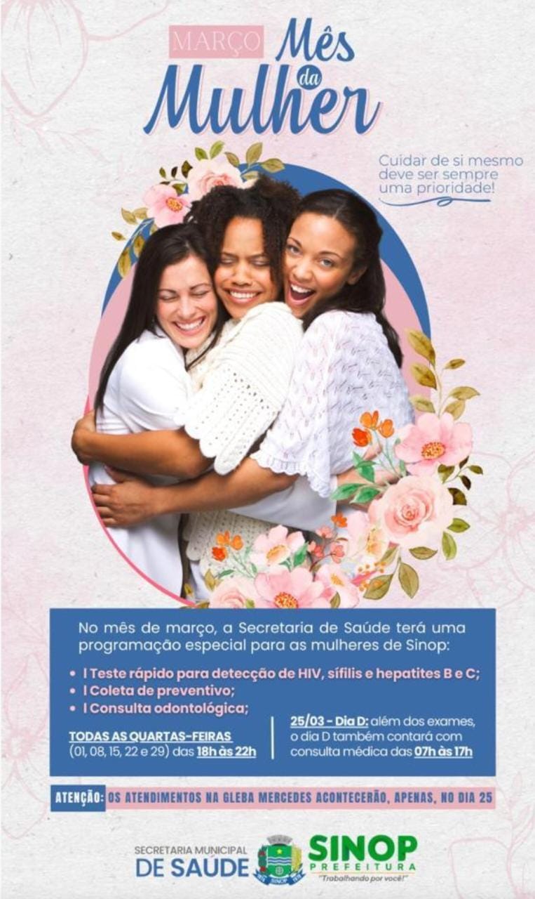 Saúde oferece programação especial do mês da mulher neste sábado 25 todas as UBSs e CIAs estarão abertas