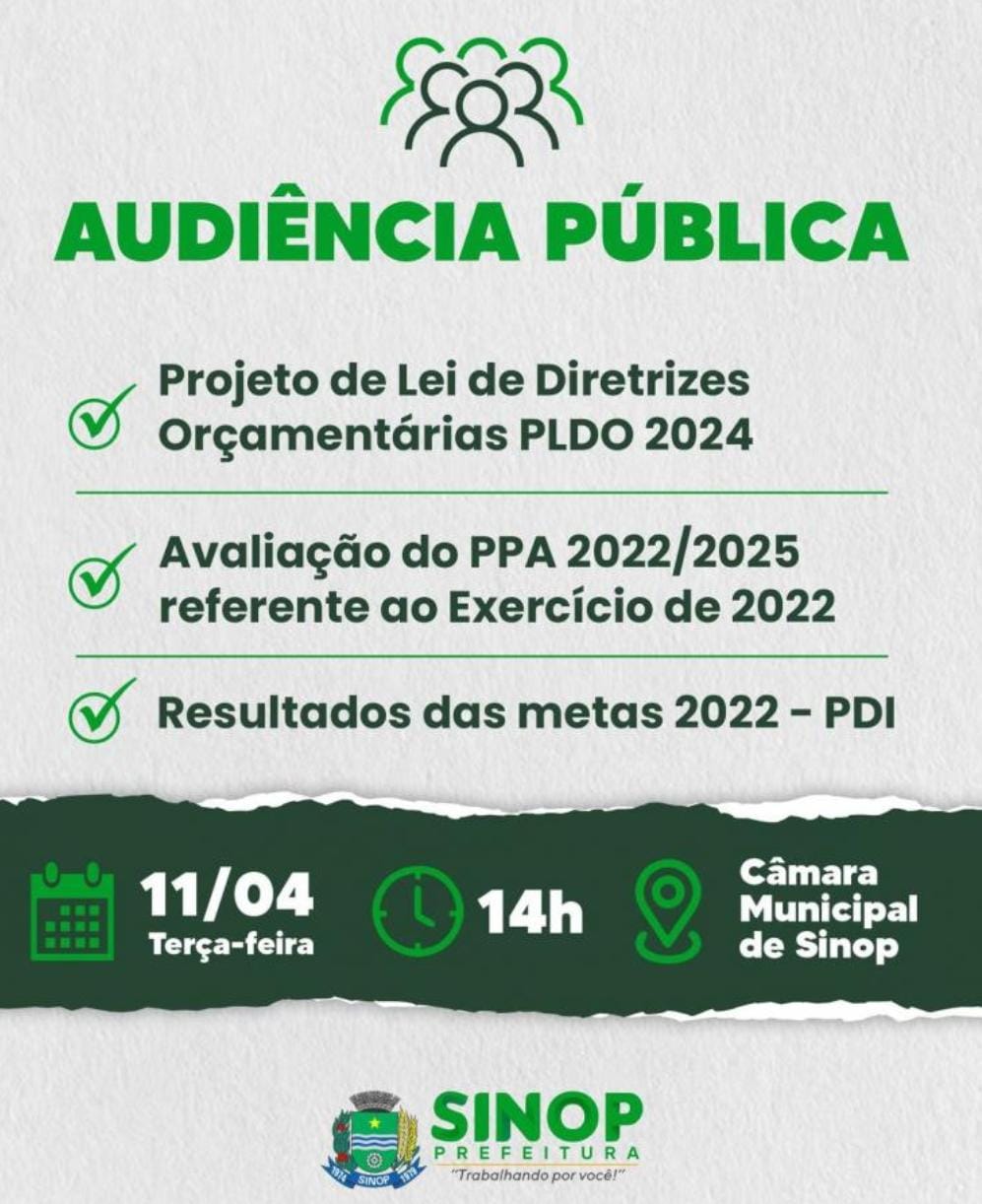 Audiência pública apresenta LDO, PPA e resultados das metas amanhã (11)