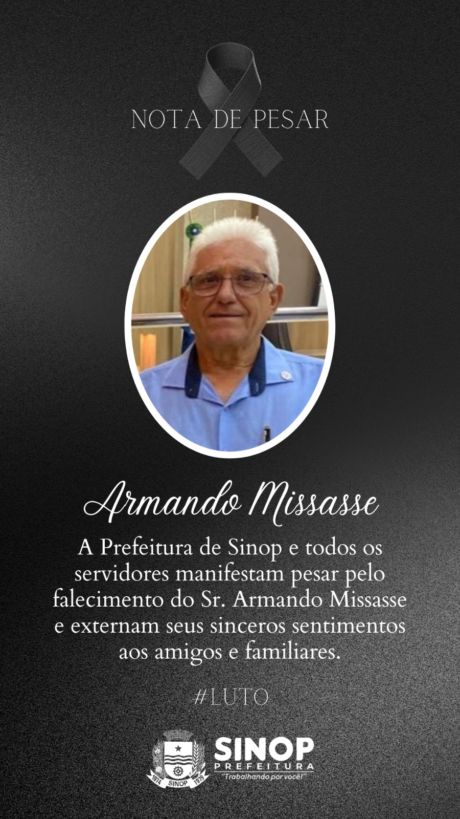 Dorner decreta luto oficial em virtude da morte do Sr. Armando Missasse