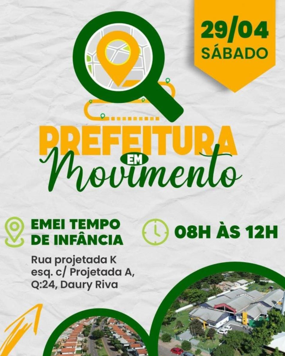 Evento Prefeitura em Movimento será amanhã 29 no Daury Riva com diversos serviços à população