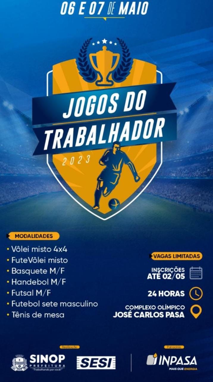 Se encerram hoje 2 inscrições para os Jogos do Trabalhador 2023