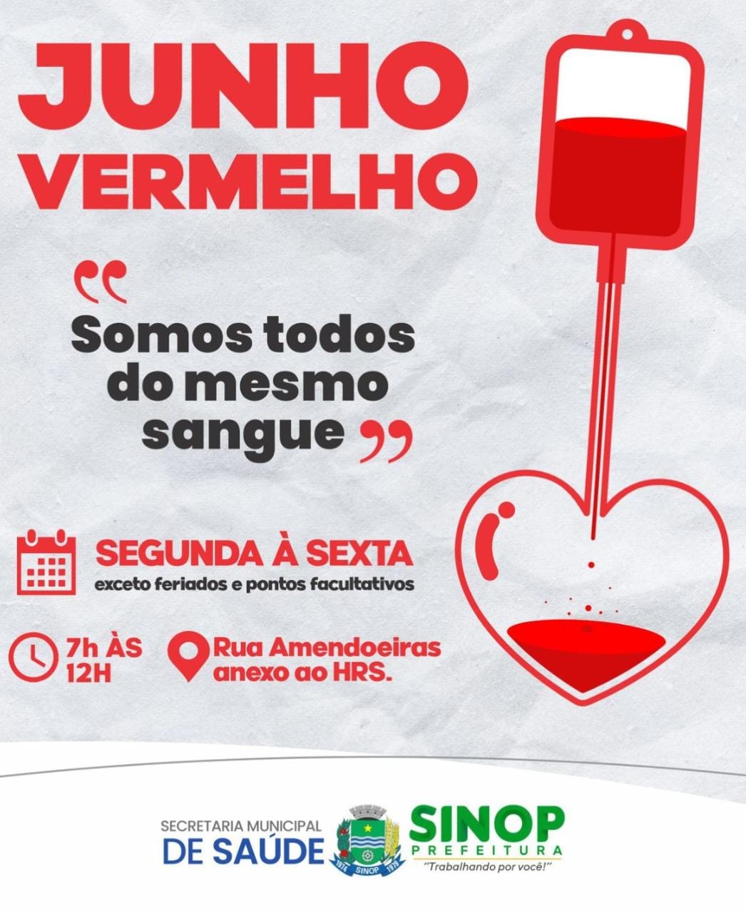 Junho vermelho: mês de conscientização sobre a importância da doação de sangue