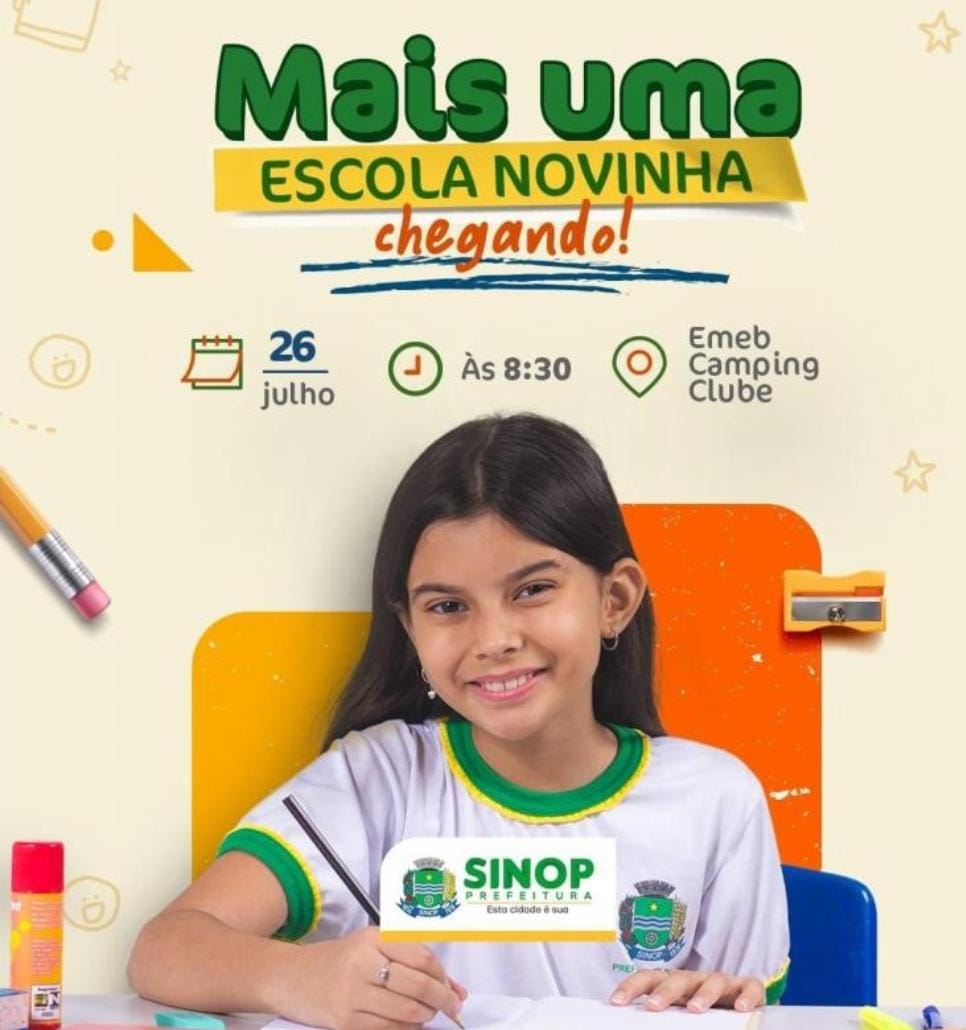 Prefeitura de Sinop inaugura amanhã 2ª escola no Camping Clube: essa será a 4ª unidade entregue no município