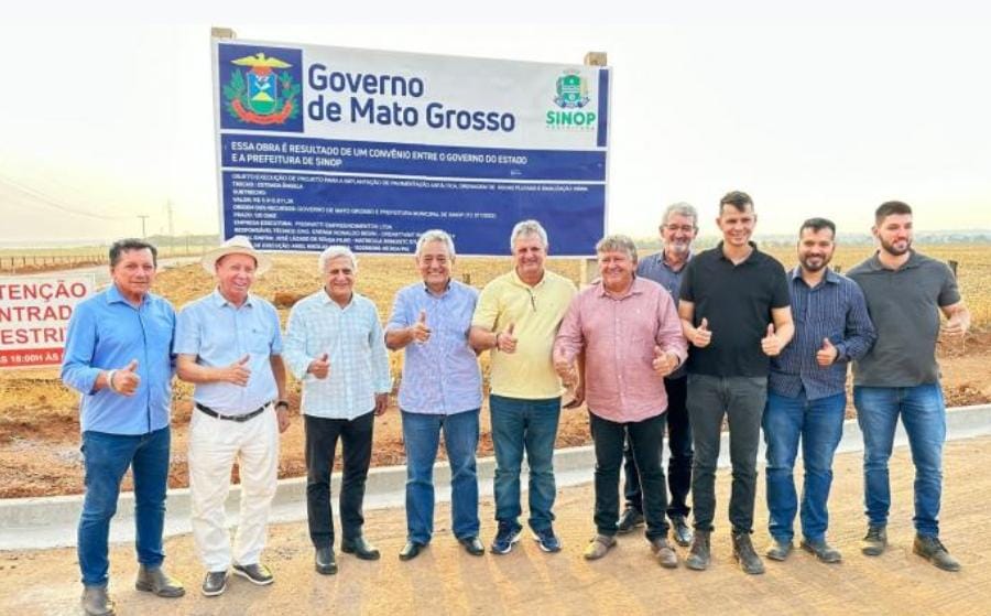 Prefeito, deputado e secretário de Estado visitam obras de pavimentação em estradas importantes de Sinop