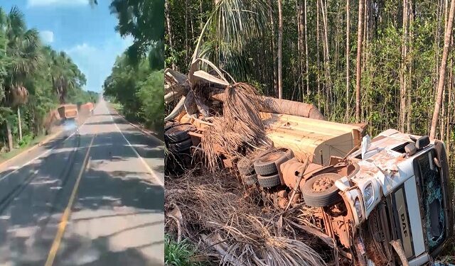 Após briga de irmãos caminhoneiros, um joga o outro pra fora da pista e quase termina em tragédia na BR-163 entre Mato Groso e Pará