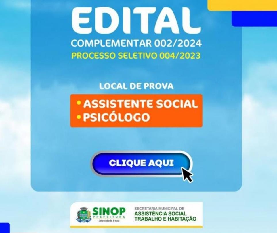 Prova do processo seletivo para contratação de assistentes sociais e psicólogos será neste domingo (4)