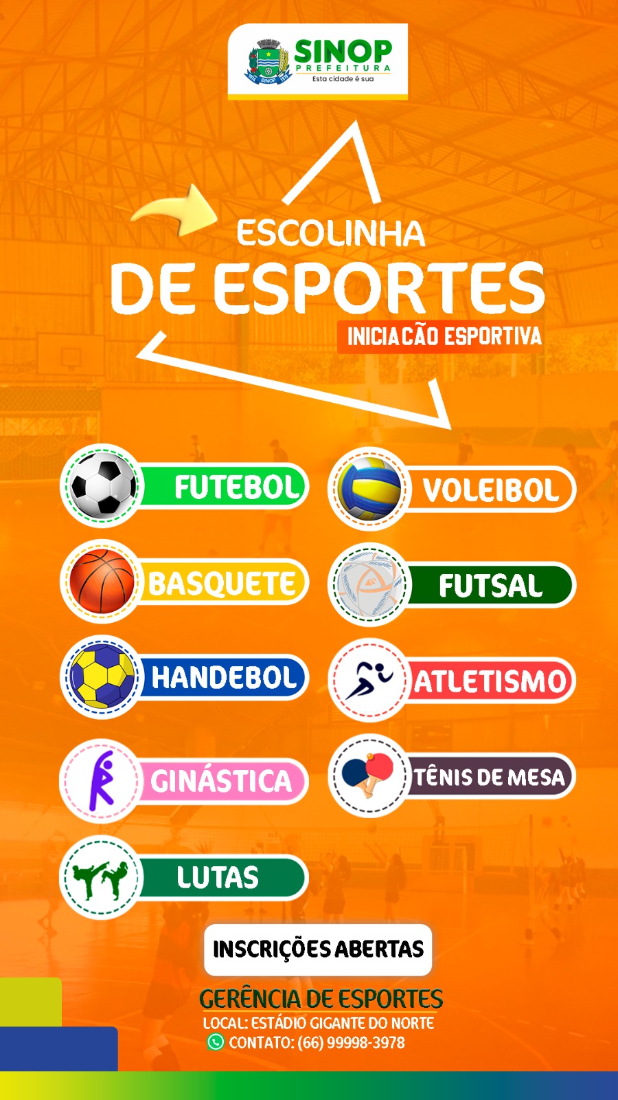 Estão abertas as inscrições gratuitas para escolinhas de iniciação esportiva